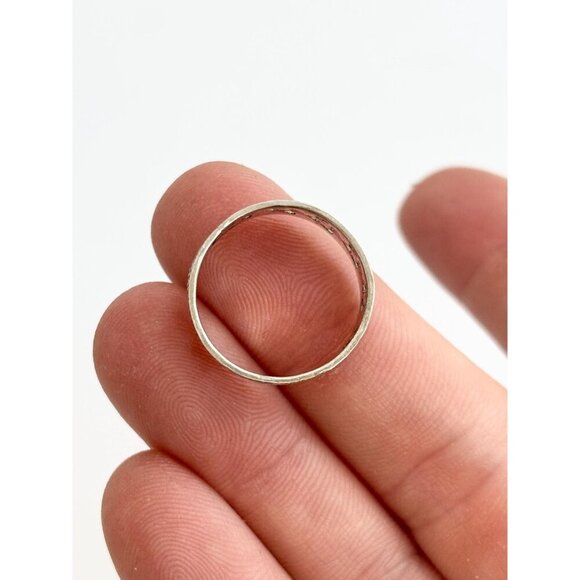 Cutout Accented Silver Toned Milgrain Designed Minimalist Cigar Band Ring - sz 6 - Picture 7 of 10